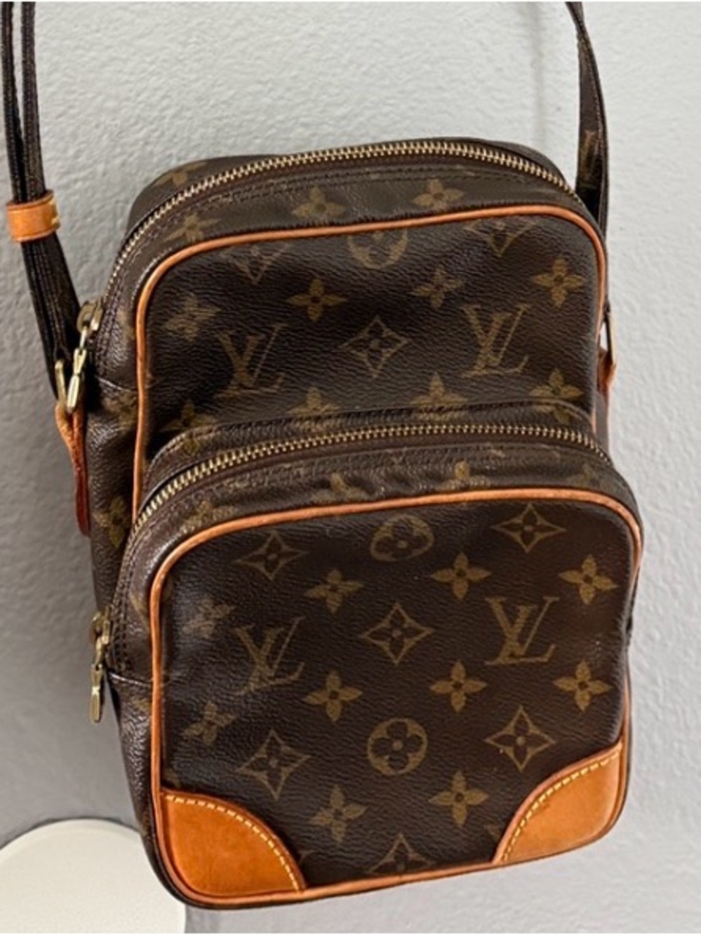 Pre-owned Louis Vuitton Monogram Canvas Brown & Tan Crossbody camera bag